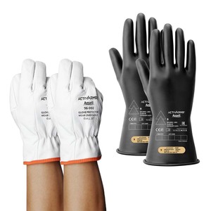 Electrical Insulated And Leather Protector 3 Glove Set - Sizes: 8, 9 &10