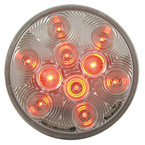 Red Stop/Turn/Tail Clear Round 10 LED 4 1/4"X 7/8"