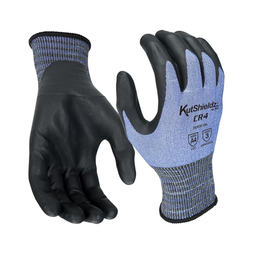 NSI KutShieldz® CR4 Touchscreen PPU Palm Coated HPPE/Metal Blend LevelA4 Cut Resistant Gloves - Blue - 2XLarge
