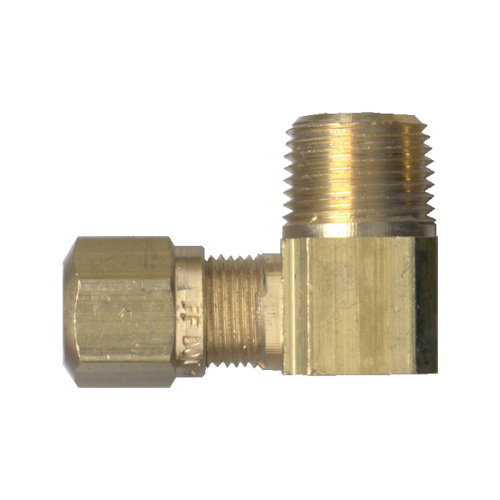 Brass DOT Air Brake - Fittings For SAE J844D - Nylon Tubing - 90-Degree Elbow - 3/8 In Tube To 1/8 In Male Pipe Thread (MPT)
