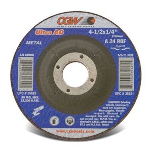 Depressed Center Grinding Wheel - 1/4 Inch (6.4mm) - Type 27 - Aluminum Oxide - 9 x 1/4 x 5/8-11
