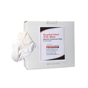 NSI Recycled White T-Shirt Cloth Rag Wipers - 10lb. Box