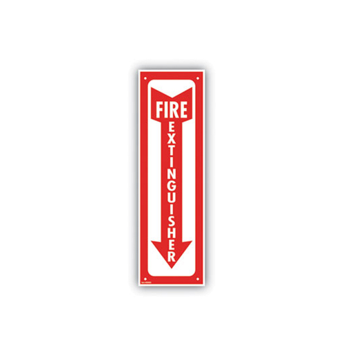 Glow-In-The-Dark Safety Sign, Fire Extinguisher, 4 x 13, Red