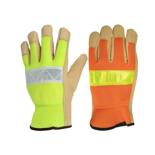 NSI Hi-Vis Grain Pigskin Leather Drivers Gloves, Lime, Small