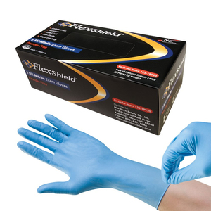 NSI FlexShield® Nitrile 8 mil Powder-Free 11" Long Cuff Textured Nitrile Disposable Gloves, 50/Box, Small