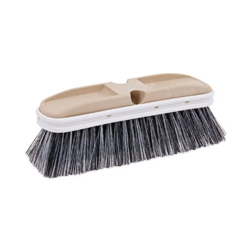 Polystyrene Vehicle Brush with Vinyl Bumper, Black/White Polystyrene Bristles, 10