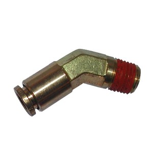 Brass Push-To-Connect - DOT Air Brake - Nylon Tubing 45-Degree Elbow - 3/8 Inch Tube x 3/8 Inch Male Pipe Thread (MPT)