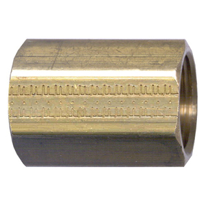 Brass SAE 45-Degree Inverted Flare Coupling - 1/4 Inch Tube x 1/4 Inch Tube