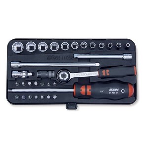 ZEBRA 1/4 Inch Multi-Socket and Bit Assortment (32 Pieces - Ratchet, Sockets, and Torx, Philips and Slotted Bits)