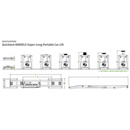QUICKJACK 6000ELX-110V / SUPERLONG / 6,000LB CAPACITY / 110V - LV