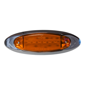 Amber Clearance Marker Chrome Bezel 6 LEDS 6 5/8"X 2 1/8"X 7/8"