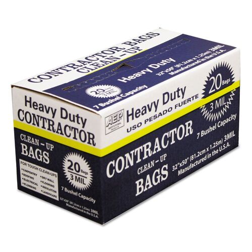 Heavy-Duty Contractor Clean-Up Bags, 60 Gal, 3 Mil, 32