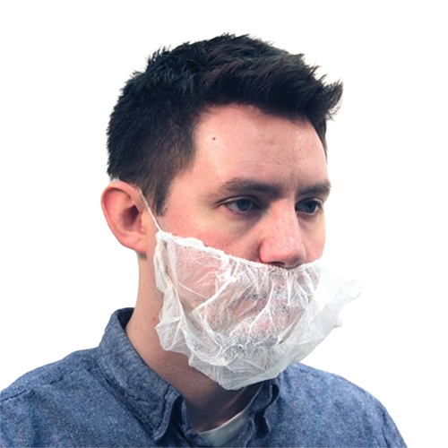 NSI ActivGARD® White Disposable Polypropylene Beard Covers, 100/Pack,Large