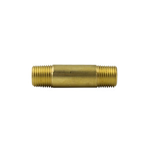 Brass Pipe - Fittings Long Nipple - 1/8 Inch Male Pipe Thread (MPT) x 2 Inch Overall Length (OAL)