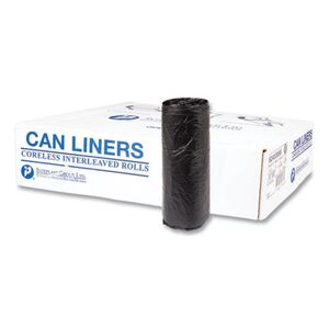 High-Density Commercial Can Liners, 16 gal, 6 mic, 24" x 33", Black, 50 Bags/Roll, 20 Rolls