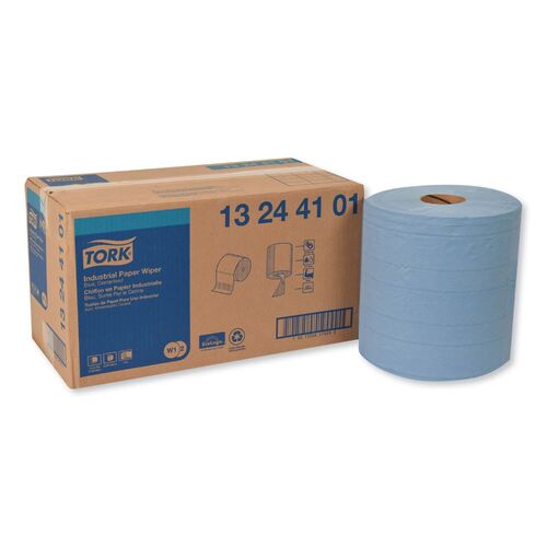 Industrial Paper Wiper, 4-Ply, 11 x 15.75, Unscented, Blue, 375 Wipes/Roll, 2 Rolls/Carton