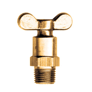 Brass Drain Cocks - Valve Needle Seat - One Piece - Plug and Handle - 1/4 Inch Male Pipe Thread (MPT)