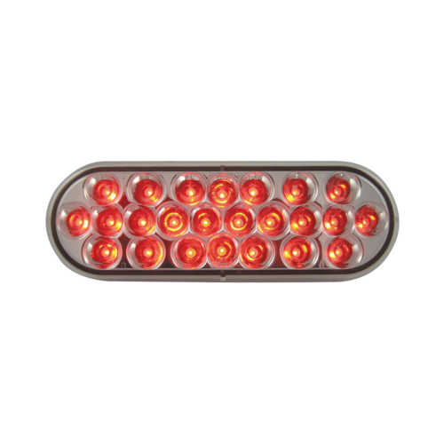 Red Stop/Turn/Tail Clear Oval 24 LED 6 1/2