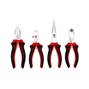 ZEBRA Pliers and Cutters Set (4 Pieces - Combination Plier, Wire Stripping Plier, Needle Nose Plier, and Power Side Cutter)