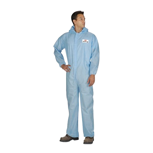 NSI ActivGARD® SMS Blue General Purpose Disposable Coveralls with Hood,Elastic Wrists & Ankles, Large
