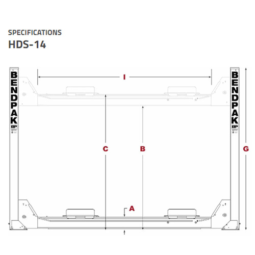 HDS-14 / 14,000lb Capacity 4 Post Lift Regular Length