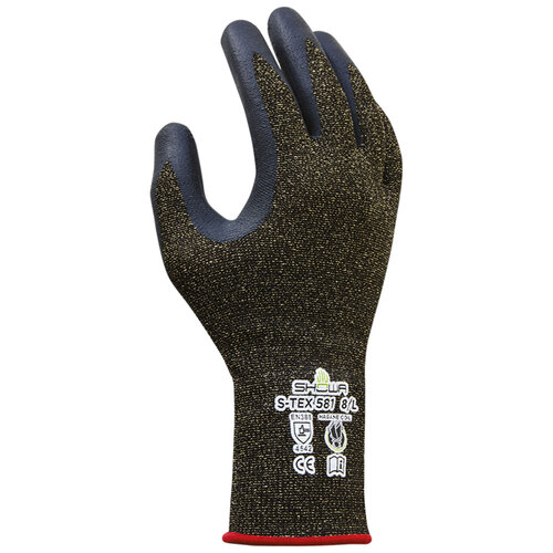 SHOWA Cut Resistant Coated Gloves, A5 Cut Level, 15 ga, Black, LG