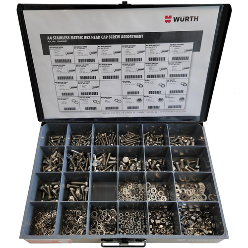 A4 Stainless Steel Hex Head Cap Screw Assortment - 825 Pieces