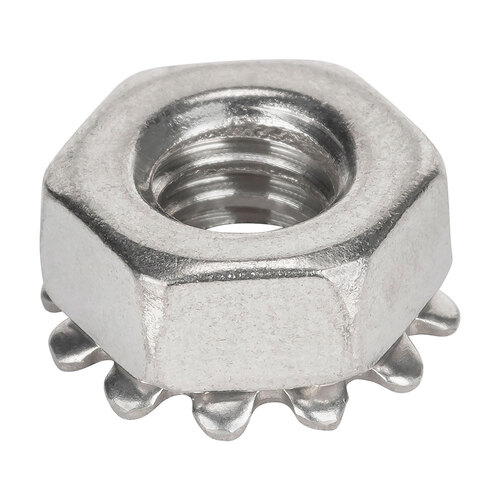 3/8-16 Hex Flange Nut With Serrations - Standard-  316 Stainless Steel
