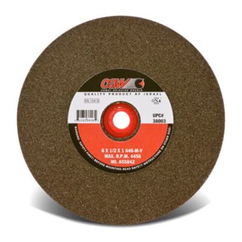Bench and Pedestal Wheel - 6 x 1 x 1 - Type 1 - 24 Grit- Hardness Q - Brown