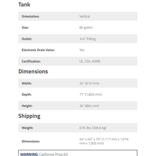 TSP-5 Air Compressor / 5 HP / 80-Gallon Vertical Tank