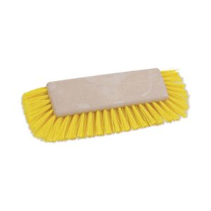 Dual-Surface Scrub Brush, Yellow Polypropylene Bristles, 10" Brush, Plastic Handle