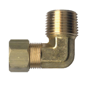 Brass Compression - Fittings 90-Degree Elbow - Tube to Male Pipe - 3/8 Inch Tube x 1/8 Inch Male Pipe Thread (MPT)