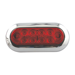 Red Stop/Turn Oval Chrome Bezel 10 LEDS 7 9/16"X 3 5/16"X 7/8"