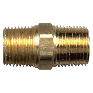 Brass Pipe - Fittings Hex Nipple Male Pipe Thread (MPT) - 1/4 x 1/8 Inch Pipe