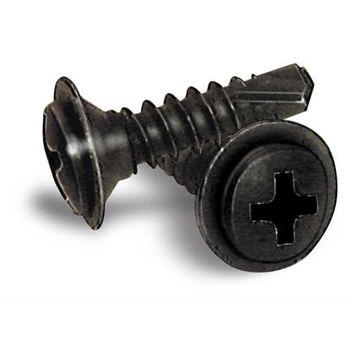 Phillips Oval Head SEMS Self-Drilling Screws with Washer Black 8X5/8