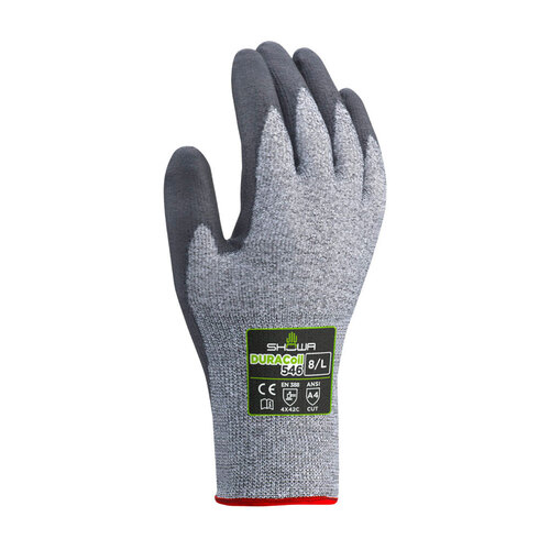 SHOWA Cut Resistant Coated Gloves, A4 Cut Level, 13 ga, Gray, LG