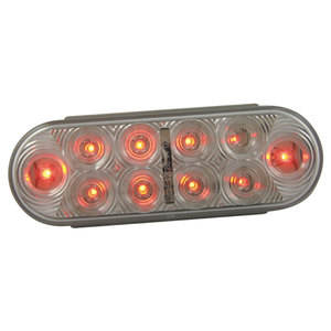 Red Stop/Turn/Tail Clear Oval 24 LED 6 1/2"X 2 1/4"X 1