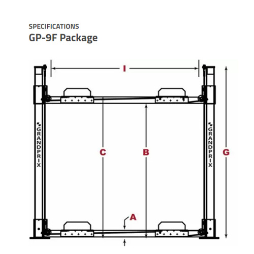GP-9F / GrandPrix Series 4 Post Lift Package / Includes: Aluminum Ramps,Caster Kit, Jack Platform, and Drip trays