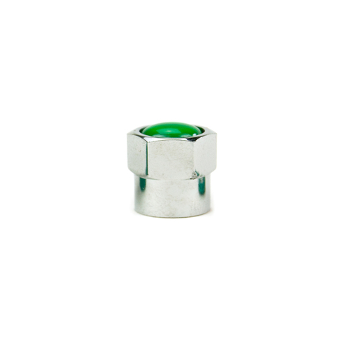 Chromed Plastic Valve Cap With Green Nitrogen Top