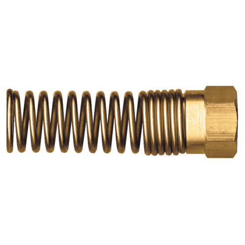 Brass DOT Air Brake - Nut with Spring Hose Guard - 3/8 Inch Hose Inner Diameter (HID)