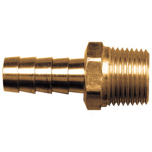 Brass Hose Barb - 1/8 Inch Hose Inner Diameter (HID) x 1/8 Inch Male Pipe Thread (MPT)