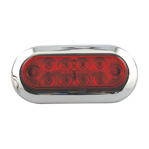 Red Stop/Turn Oval Chrome Bezel 10 LEDS 7 9/16