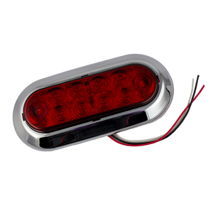 Red Stop/Turn Oval Chrome Bezel 10 LEDS 7 9/16"X 3 5/16"X 7/8"