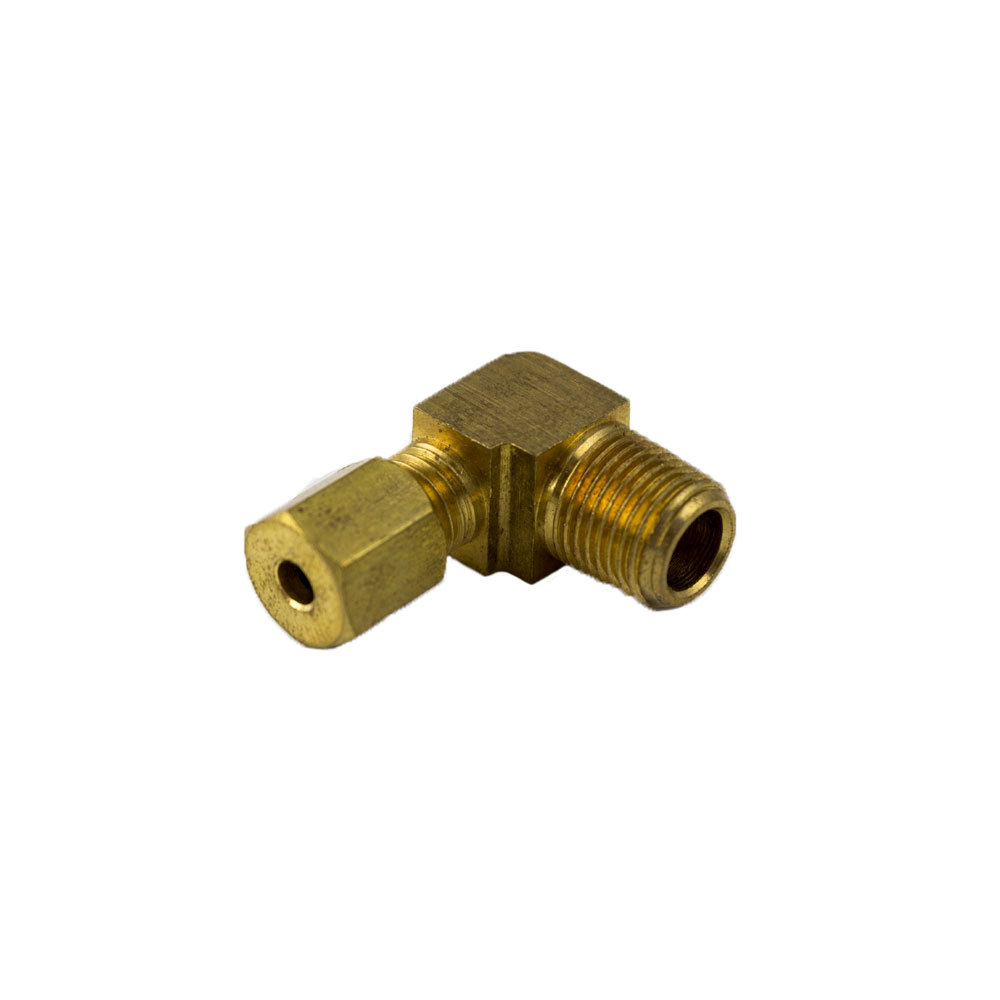 Brass Compression - Fittings 90-Degree Elbow - Tube to Male Pipe - 1/4 Inch  Tube x 1/8 Inch Male Pip, 90° Elbow Tube to Male Pipe, Air Shift  Transmission Fittings, Brass Fittings, Fluid Power