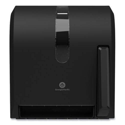 Hygienic Push-Paddle Roll Towel Dispenser, 13 x 10 x 14.4, Black