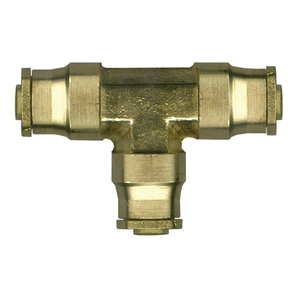 Brass Push-To-Connect - DOT Air Brake - Fittings For SAE J844D - Nylon Tubing Union Tee - 1/4 Inch Tube Outer Diameter