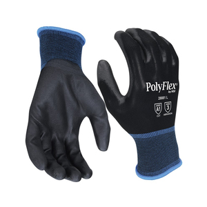 NSI PolyFlex Polyurethane Palm Coated Black Nylon Gloves - 2XLarge
