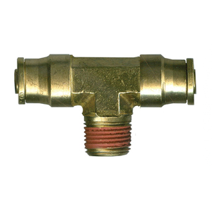 Brass Push-To-Connect - DOT Air Brake - Nylon Tubing Tee Ends - Swivel - 3/8 In Tube x 3/8 In Center Male Pipe Thread (MPT)