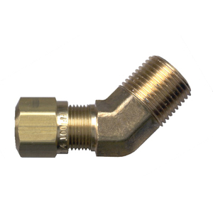 Brass DOT Air Brake - Fittings For SAE J844D - 45-Degree Elbow Nylon Tubing - 1/2 In Tube To 3/8 In Male Pipe Thread (MPT)