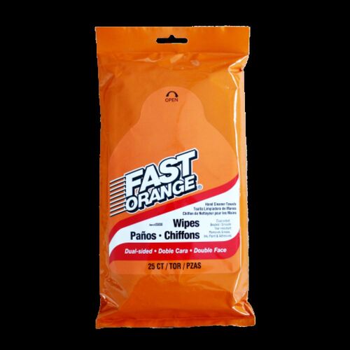 Permatex Fast Orange Hand Cleaner Wipes, 25 Count